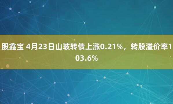 股鑫宝 4月23日山玻转债上涨0.21%，转股溢价率103.6%