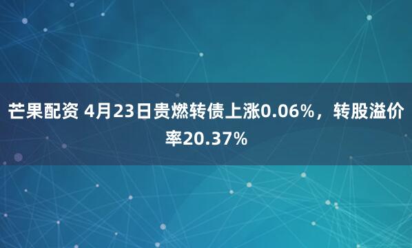 芒果配资 4月23日贵燃转债上涨0.06%，转股溢价率20.37%